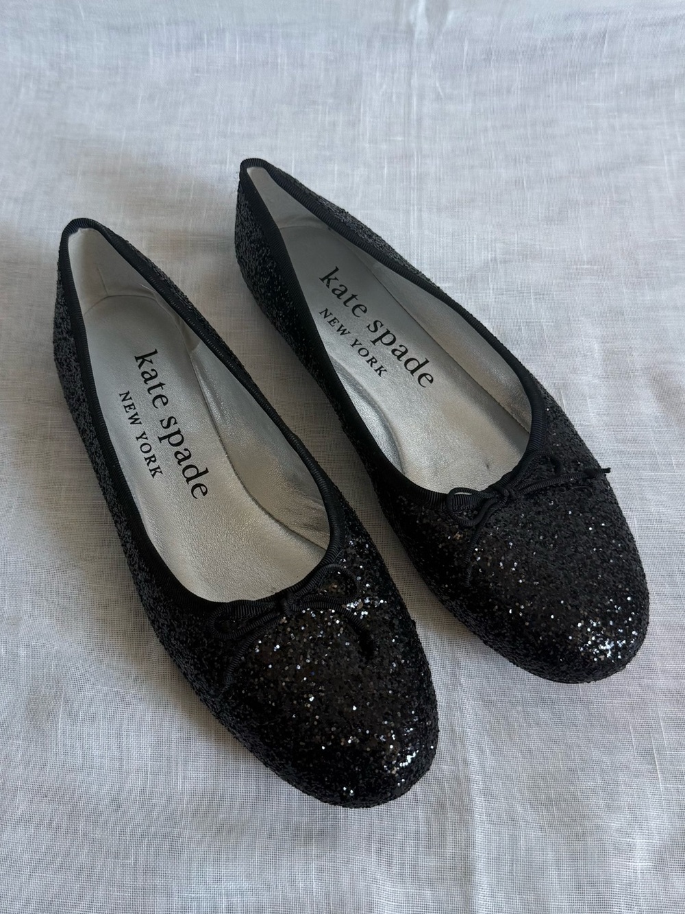 Kate Spade Black Glitter Ballet Flats - Size 9.5